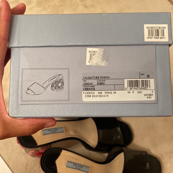 PRADA 65MM FLOWER HEEL SLIDE SIZE 38 - Picture 6 of 8